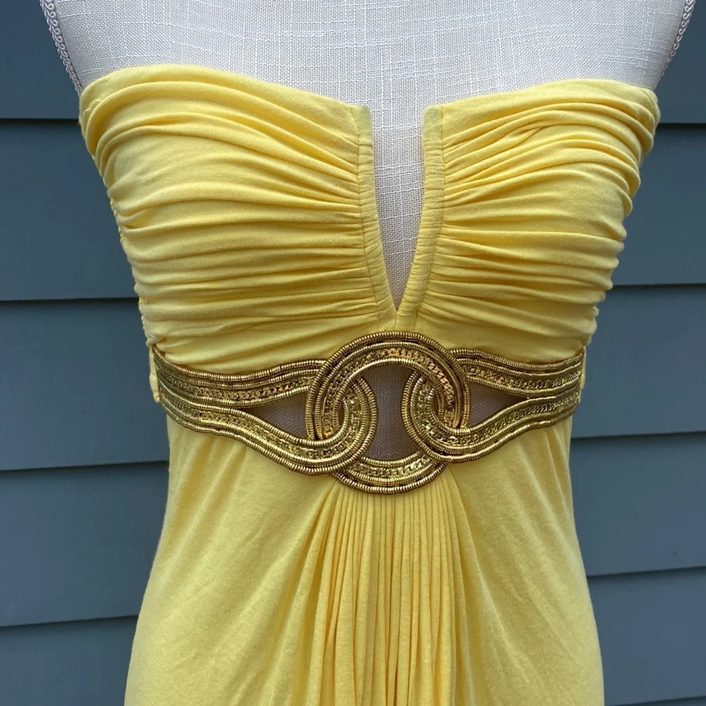 Sky brand yellow embellished strapless maxi dress - Picture 2 of 10